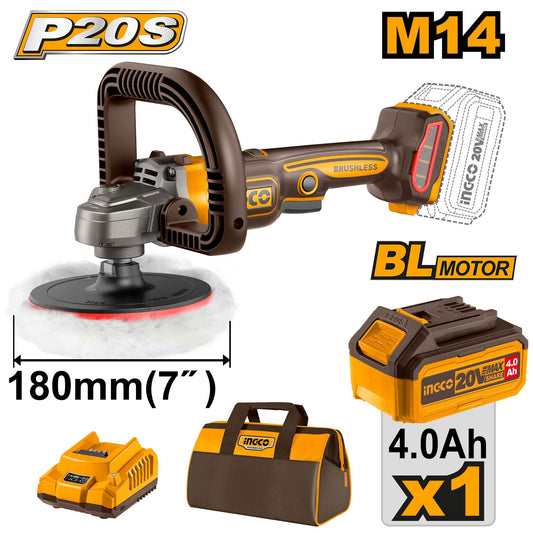 Polisseur angulaire sans fil 20 V + 1 batterie 4 Ah + chargeur INGCO APLI20181