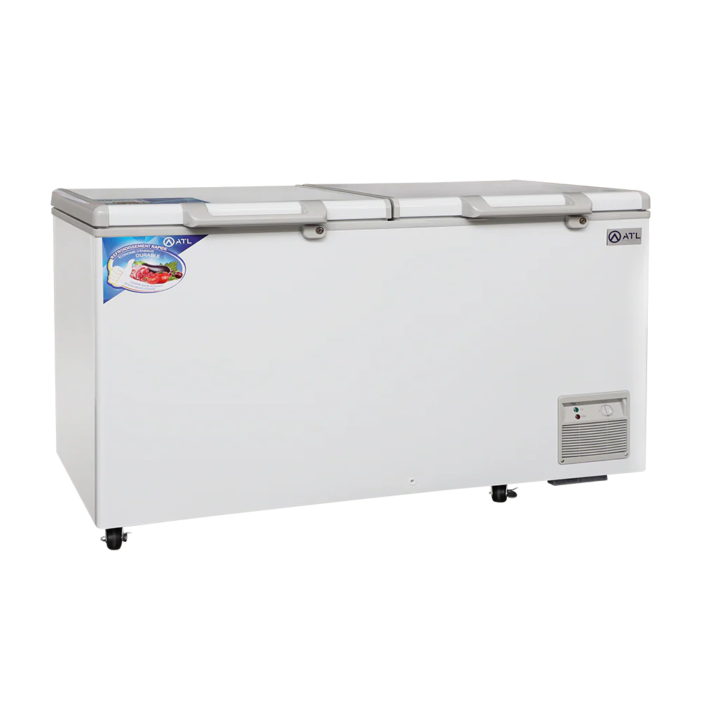 Vue complète du congélateur CFATL-1250 – 2 portes ouvertes