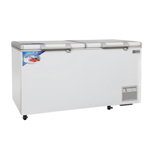 Vue complète du congélateur CFATL-1250 – 2 portes ouvertes