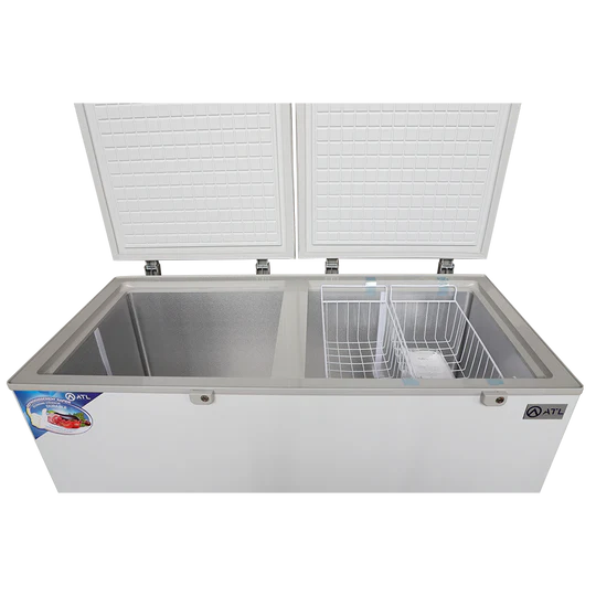 Vue complète du congélateur CFATL-1250 – 2 portes ouvertes