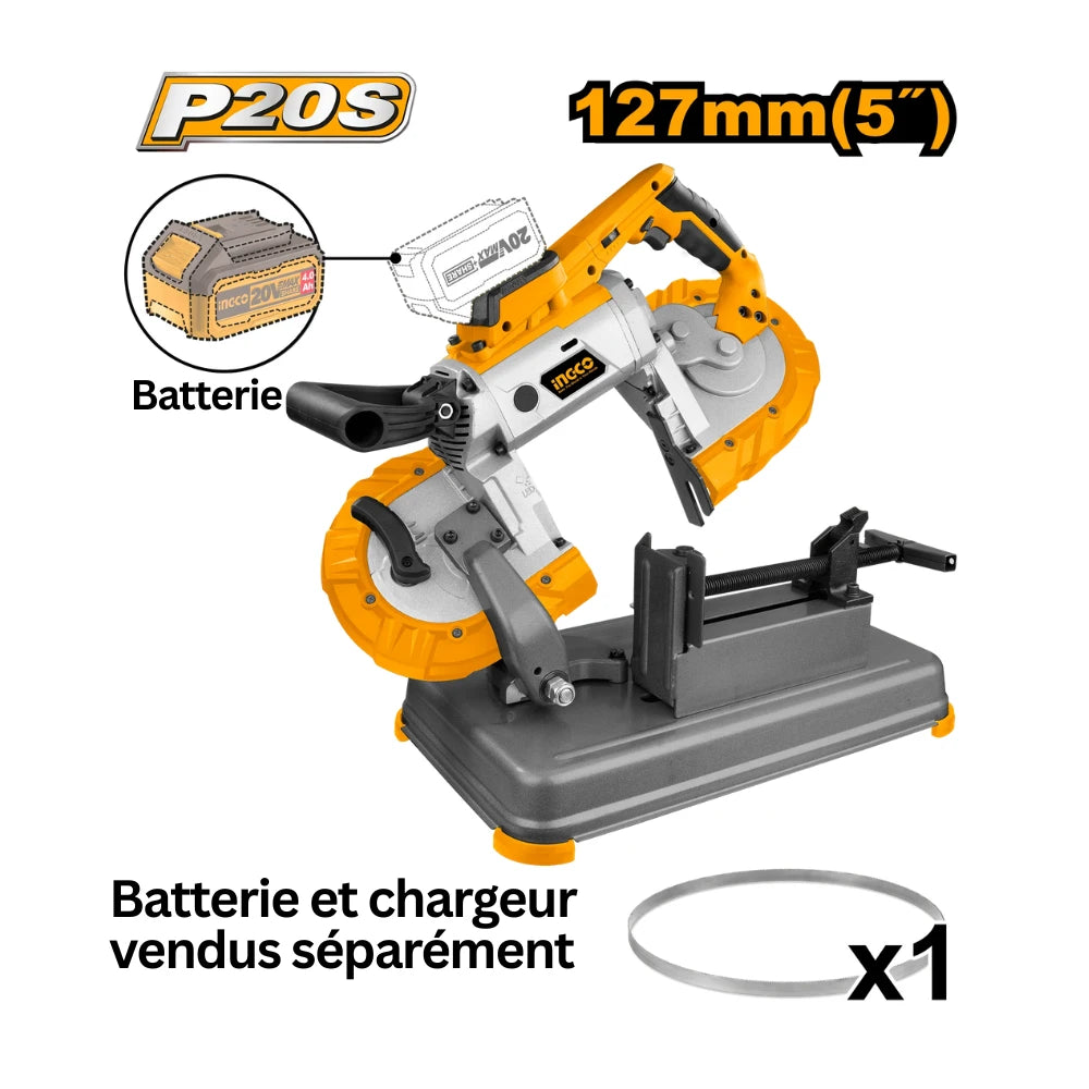 Scie à ruban sans fil 20 V + IPCS de lame de scie SB INGCO CBSLI20127 — vue 2
