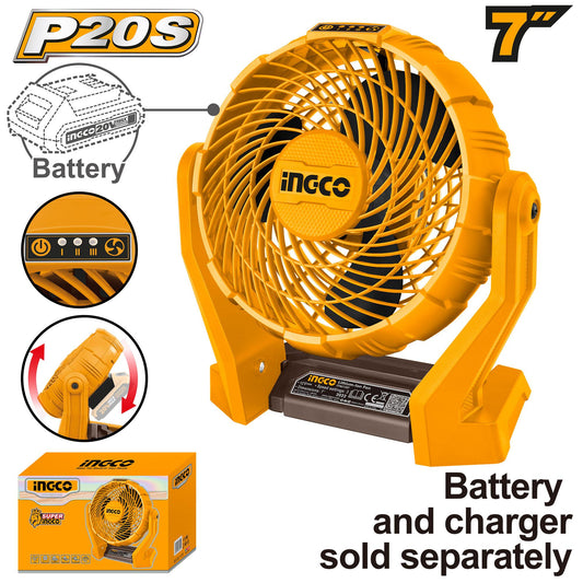 Ventilateur sans fiils 20 V / 7"-SB INGCO CFALI2007