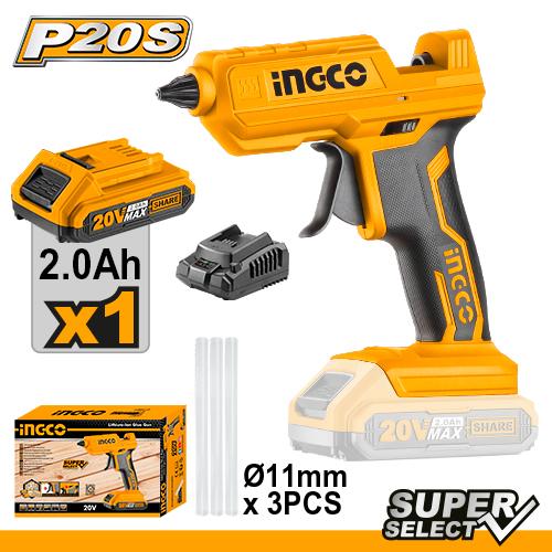 Pistolet à colle lithium‑ion 20 V INGCO CGGLI20018