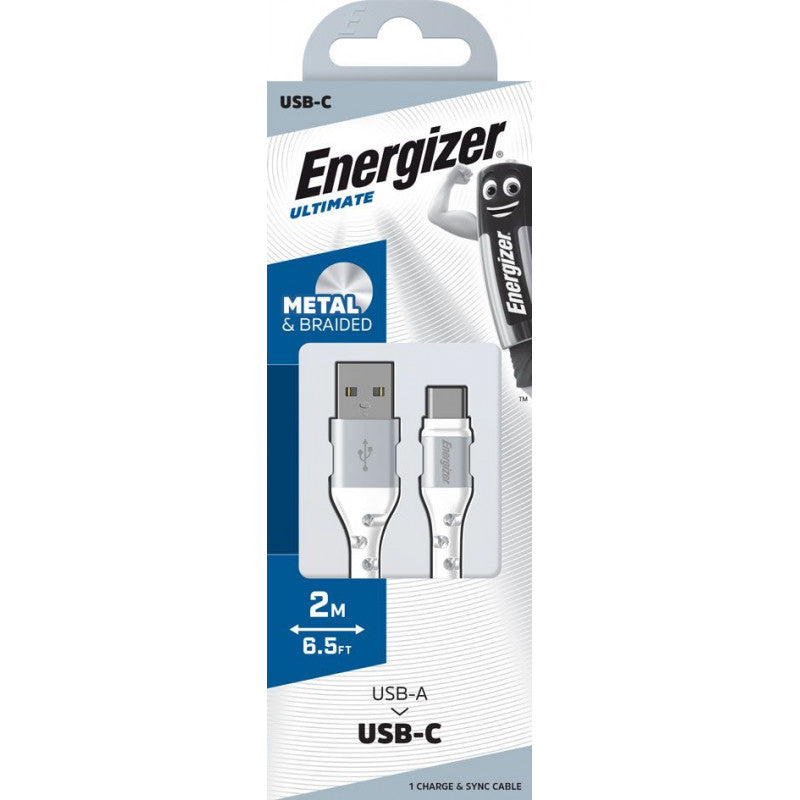 ENERGIZER C520CKWH CÂBLE NYLON TRESSÉ USB VERS USB-C 2M