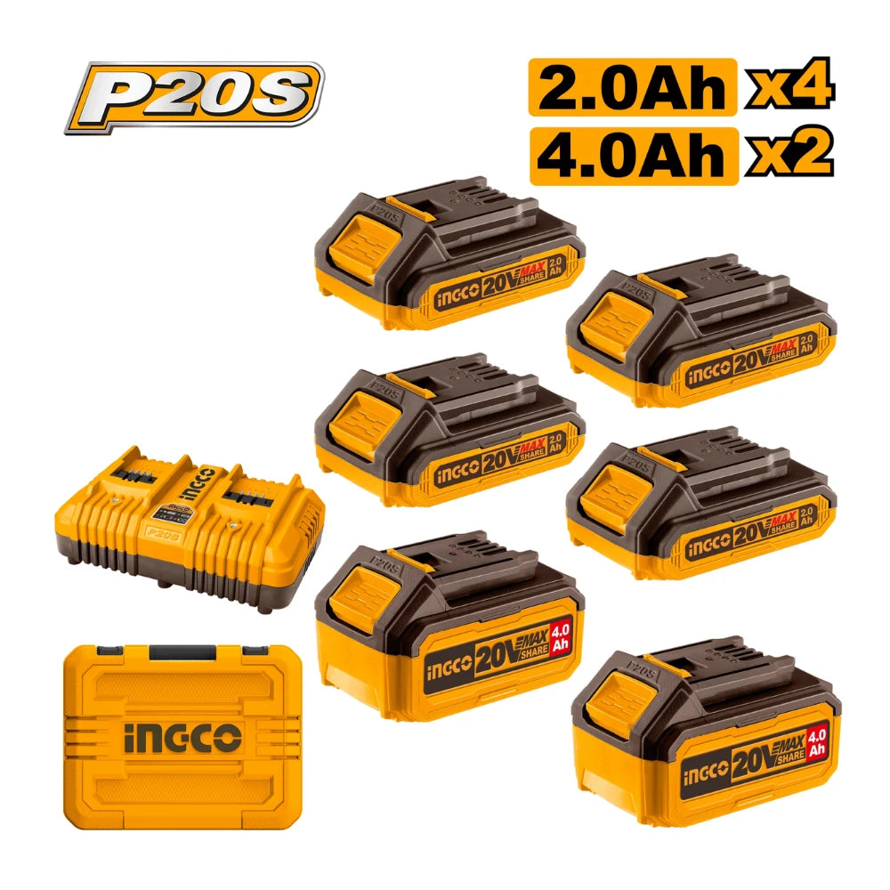 Kit BATTERIE + chargeur 4*2A + 2*4A + chargeur + MALETTE INGCO COSLI230701