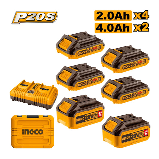 Kit BATTERIE + chargeur 4*2A + 2*4A + chargeur + MALETTE INGCO COSLI230701