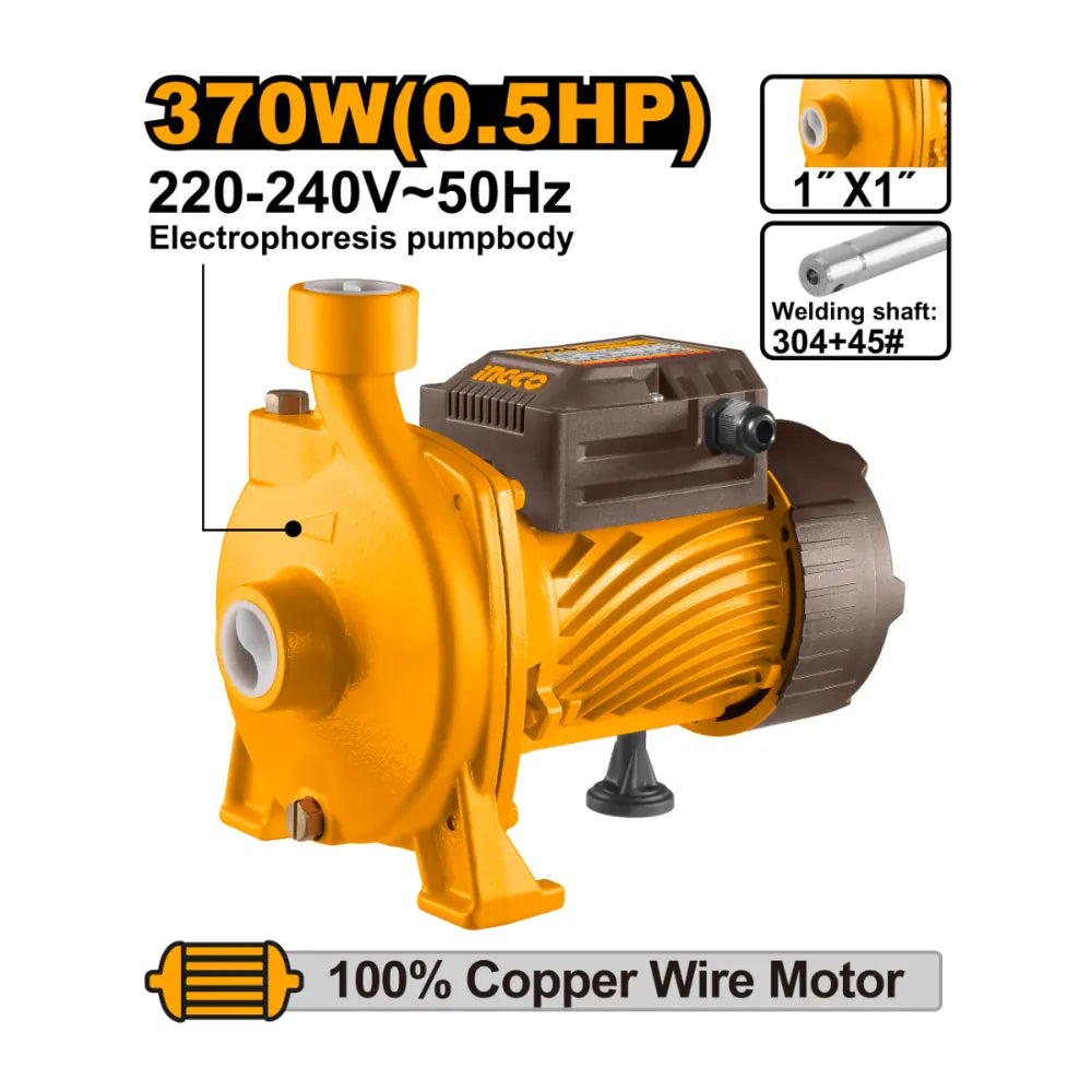 Pompe à eau centrifuge 370 W 0,5 HP INGCO CPM37068