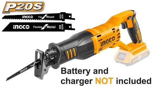 Scie à sabre à batterie lithium‑ion 20 V INGCO CRSLI1151