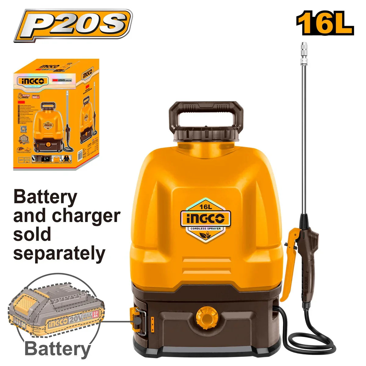 Pulvérisateur à batterie 16 L-SB INGCO CSPLI2016 — vue 2