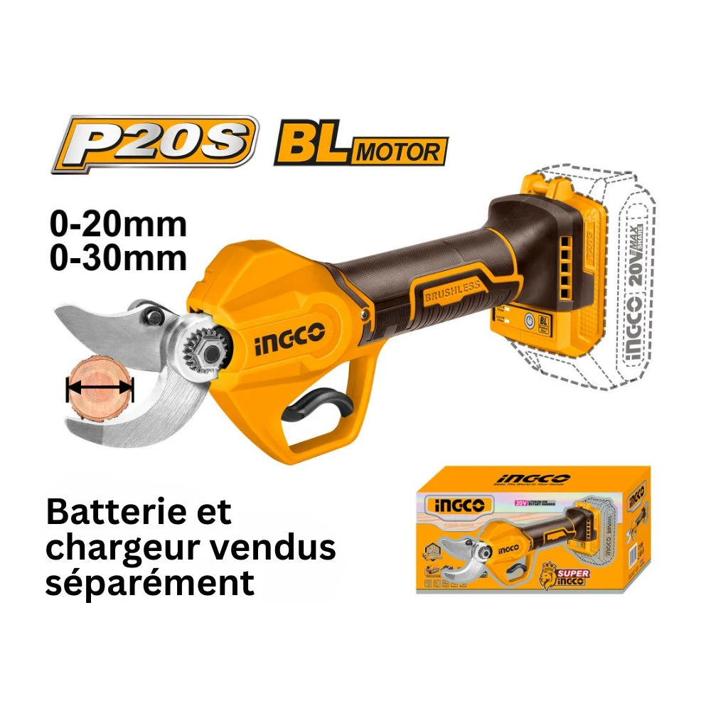 Cisaille droite à jauge à batterie 20 V INGCO CSSLI20308