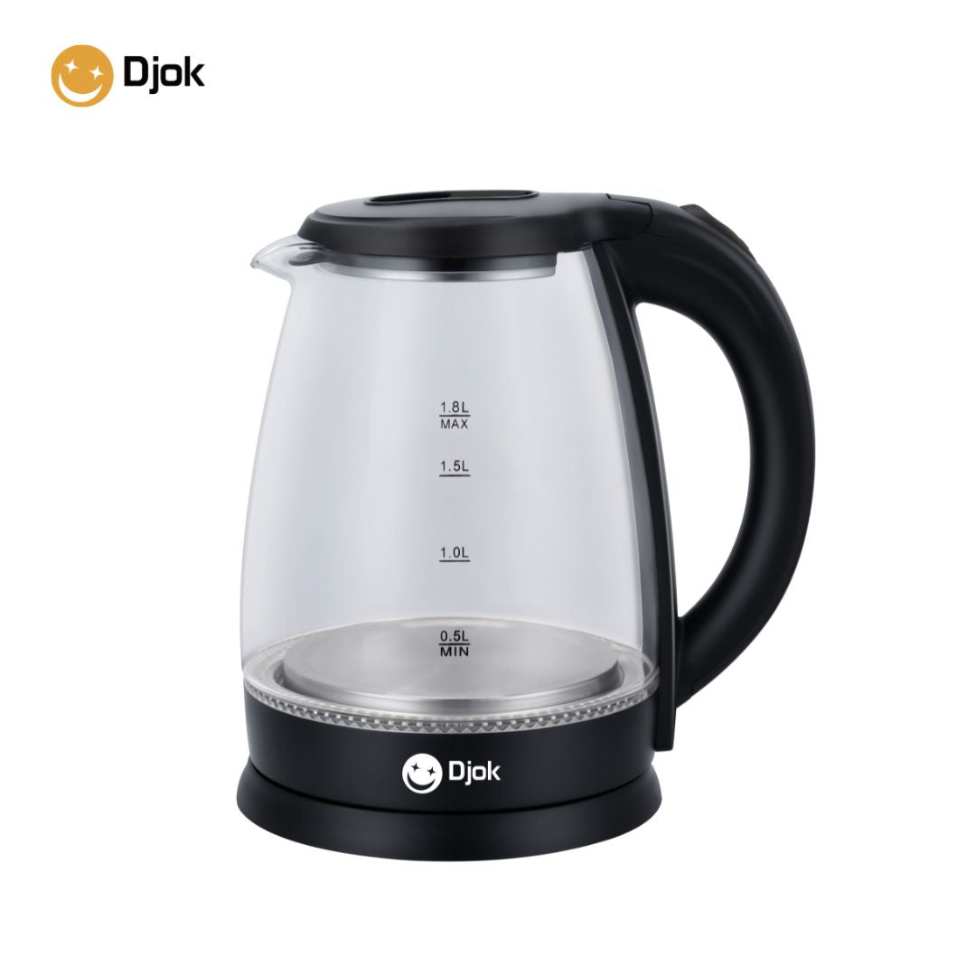 DJOK Bouilloire Électrique XDM020 – 1.8L en Verre, 1500W, Couvercle Inox, Chauffe Rapide