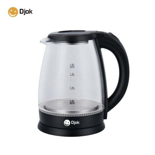 DJOK Bouilloire Électrique XDM020 – 1.8L en Verre, 1500W, Couvercle Inox, Chauffe Rapide