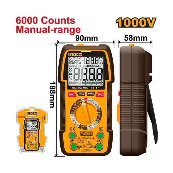 Multimètre digital 1000 V-6000C INGCO DM310002