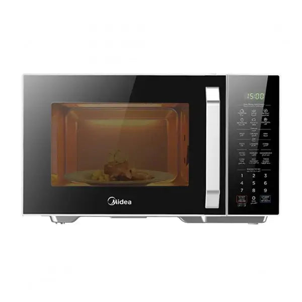 Micro Onde avec poignée Midea 30 L 1450 W 11 menus de cuisson automatique Fonction grill EG9P032MX-S