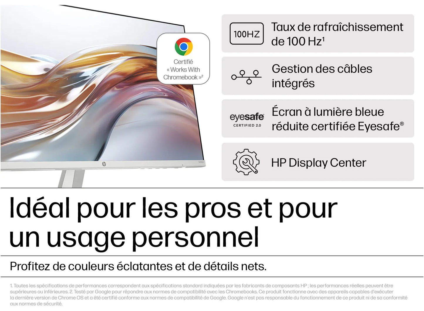 Écran HP Series 5 524sw 23.8 pouces Full HD Blanc