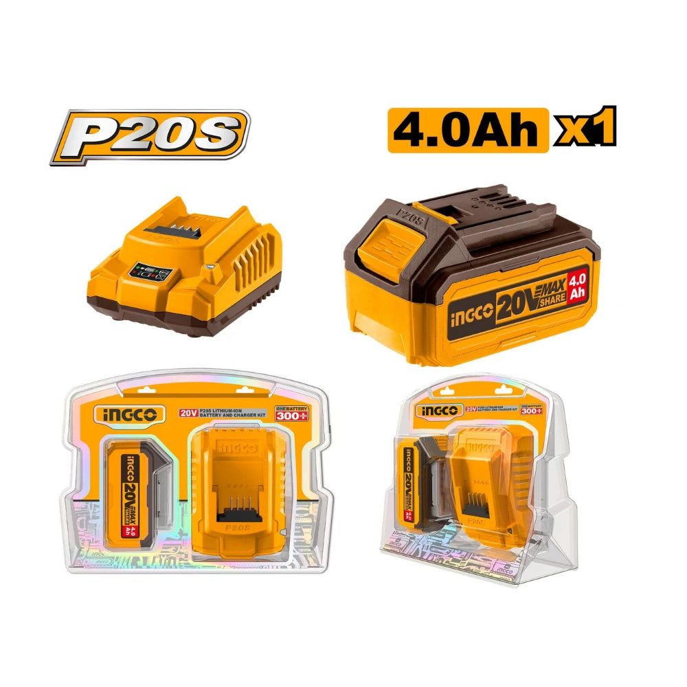 Kit batterie 4A et chargeur (FCLI2001E) INGCO FBCPK1214