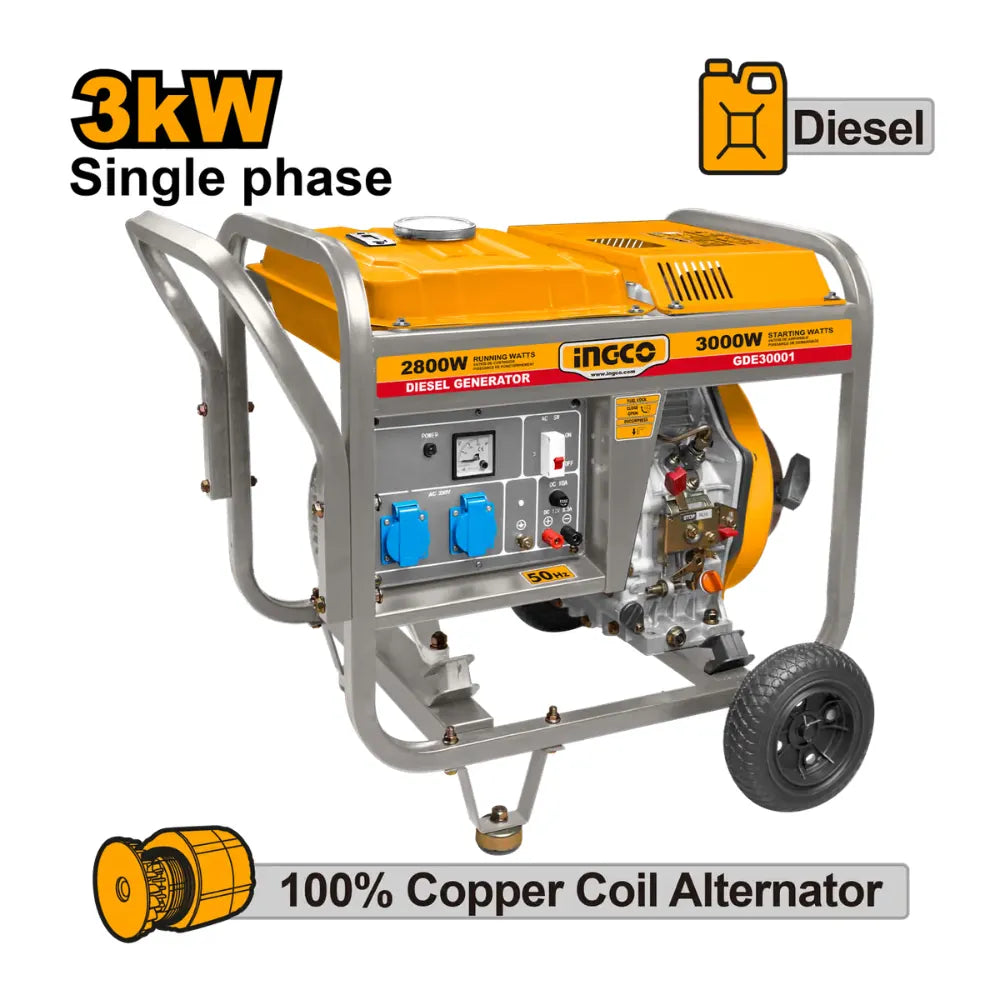 Groupe électrogène diesel 3 kW - 4 kVA - 4 HP INGCO GDE30001 — vue 2