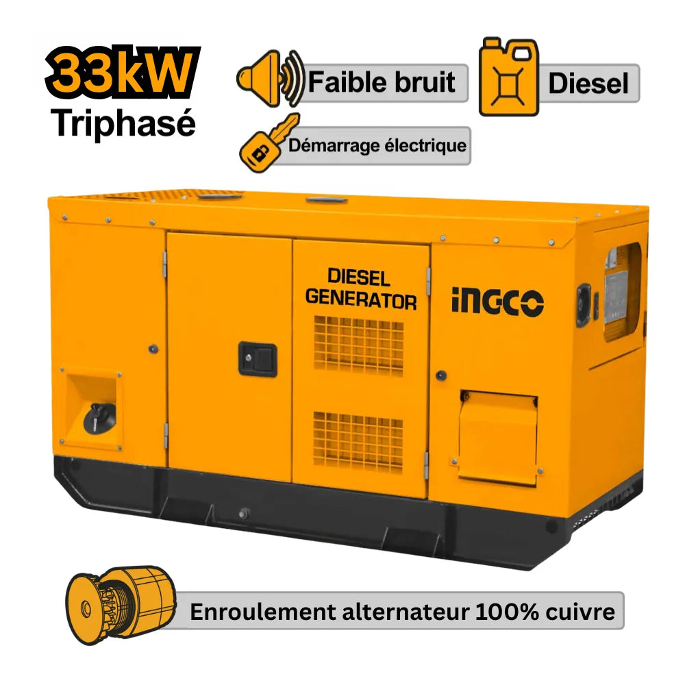Groupe électrogène diesel silencieux 33 kW - 41 kVA INGCO GSE300K31