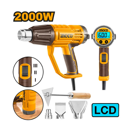Décapeur thermique 2000 W + ACRS + VARIATION temp + lcd INGCO HG200058