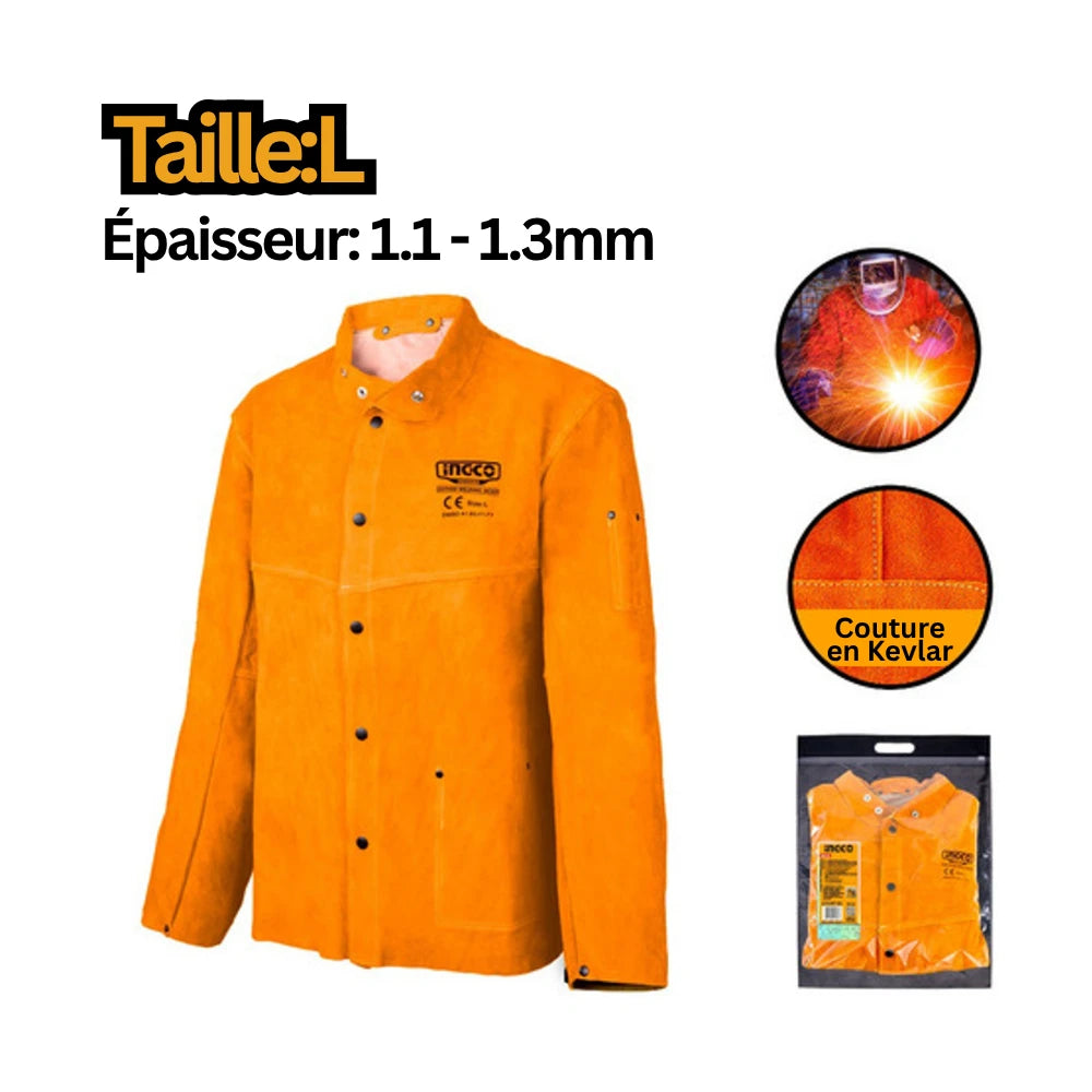 Veste de soudure en cuir INGCO HGV0303