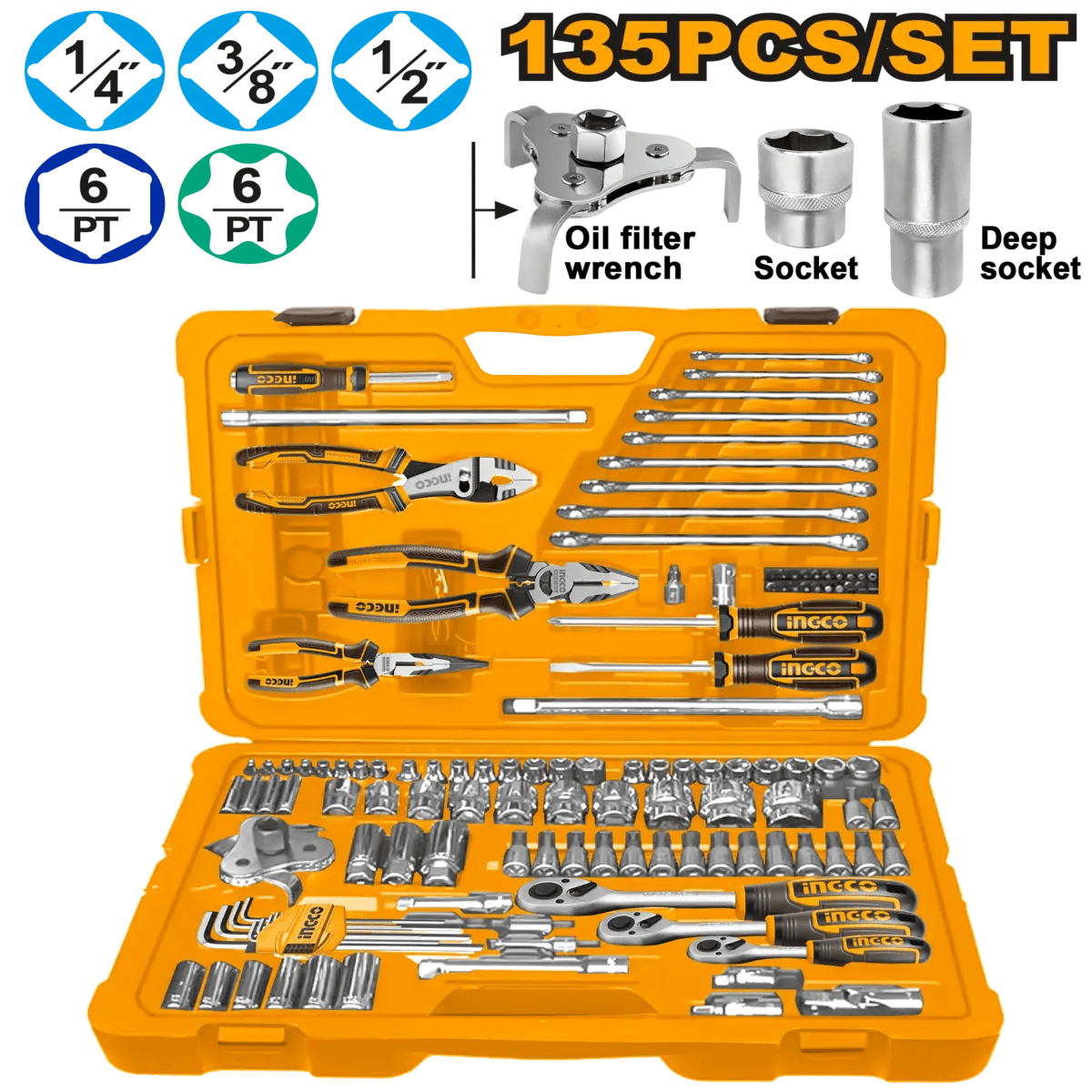 Coffret d'outils + accessoires INGCO HKTHP21351