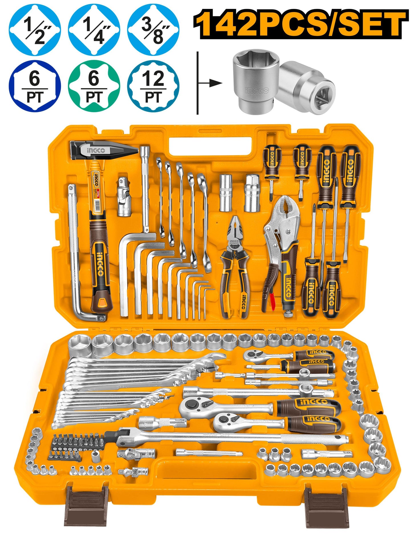Coffret d'outils + accessoires INGCO HKTHP21421