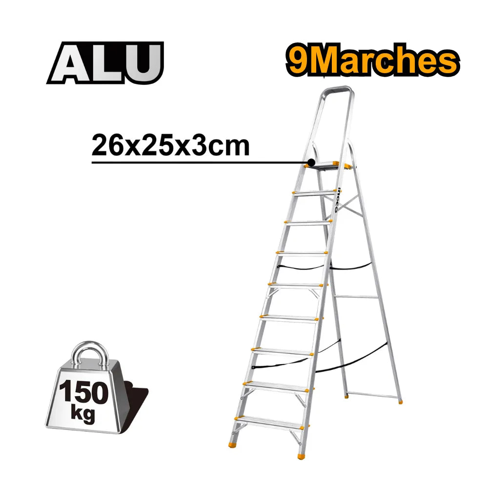 Échelle alu 9 marches complet INGCO HLAD06091