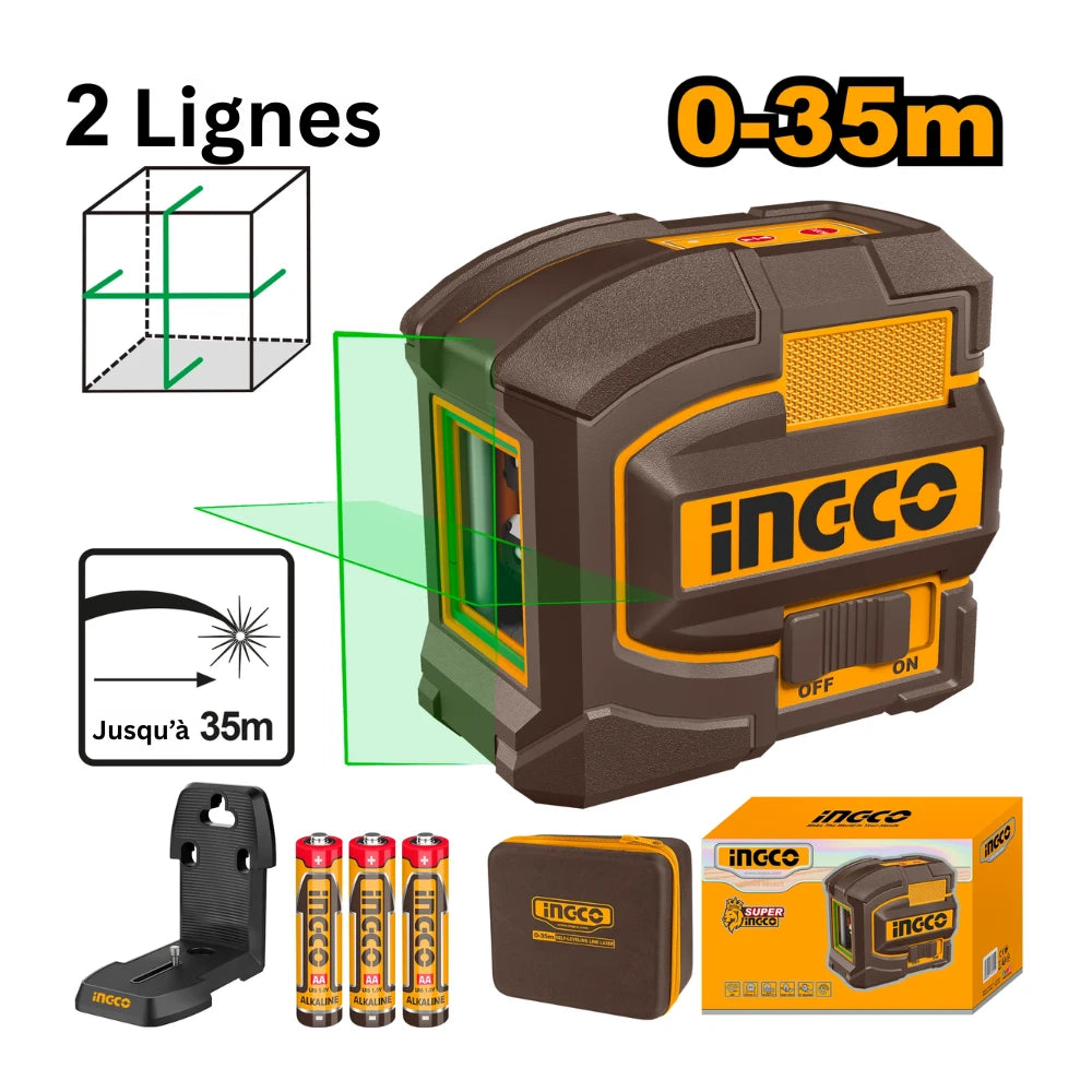 Niveau laser auto-nivelant 0 - 35 m - ligne verte INGCO HLL156601