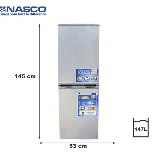 Réfrigérateur combiné double portes Nasco 140 L Classe énergétique A+ Économique HNASD2-20 — vue 2