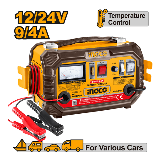Chargeur de batterie 230 V 12 - 24 V 9 / 4A INGCO INGCB1601