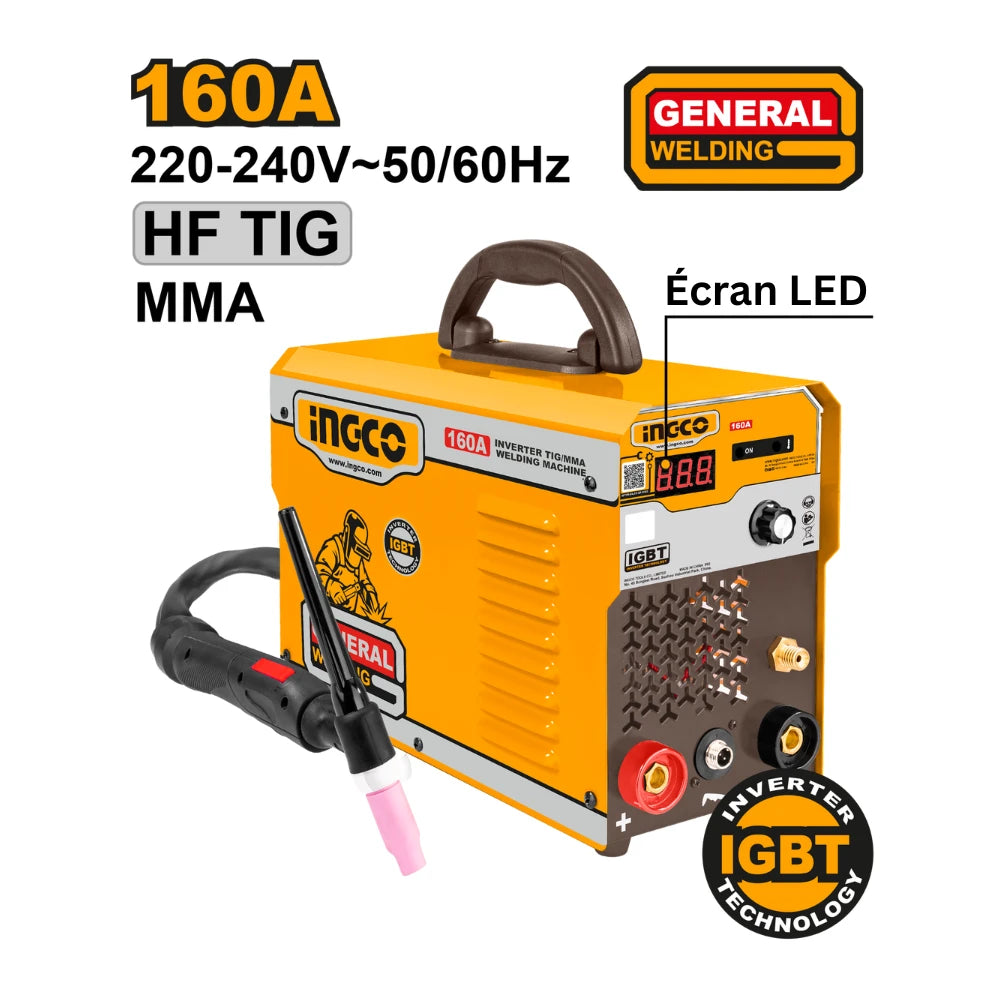 Poste à souder tig / mma inverter 15 - 160A INGCO INGTIG1601