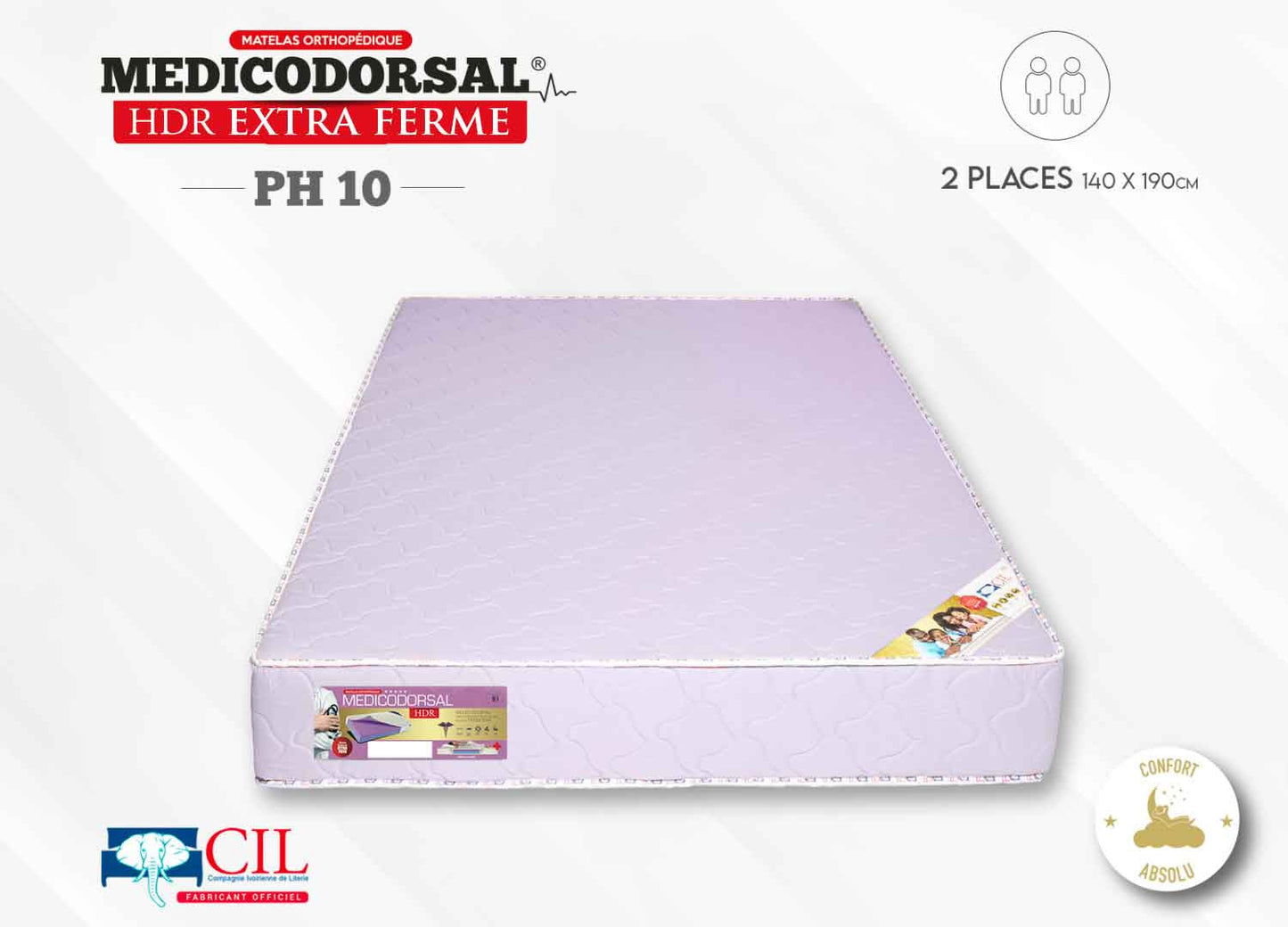 Medicodorsal HDR PH10 EP 22 extra ferme - 2 places - 140x190 cm