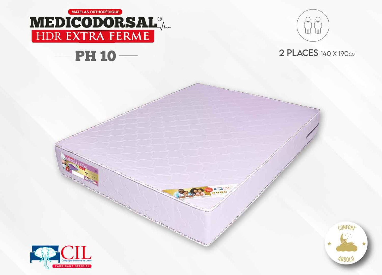 Medicodorsal HDR PH10 EP 22 extra ferme - 2 places - 140x190 cm