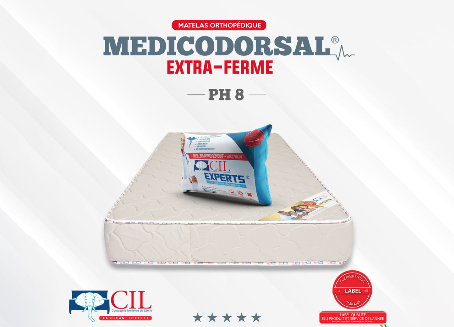 Medicodorsal extra ferme PH8 EP 15 - 1 place - 90x190 cm