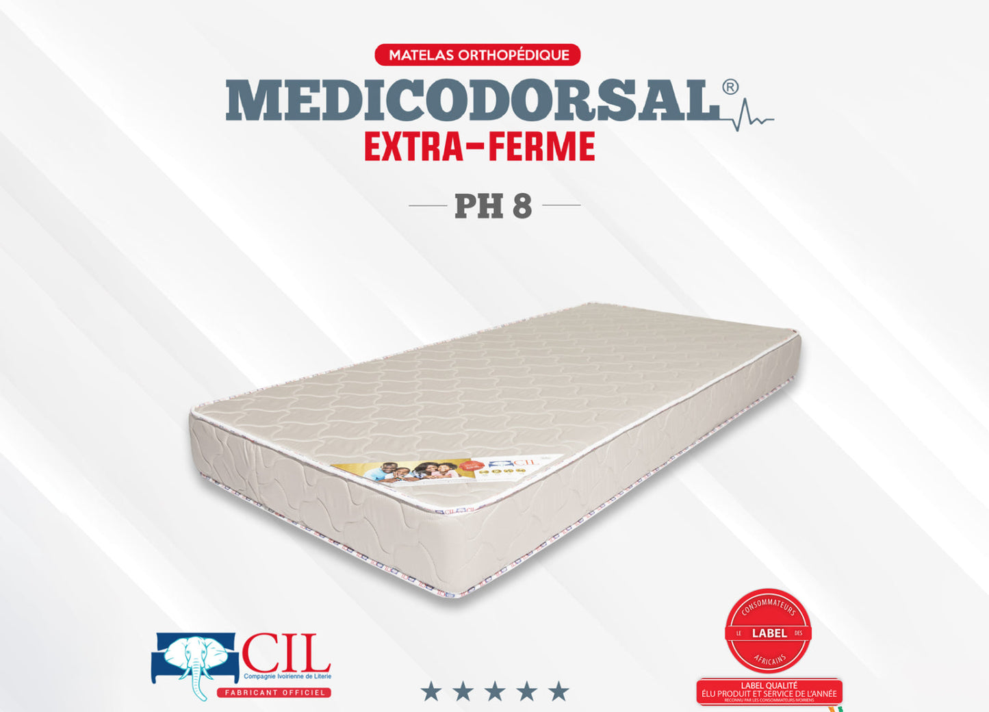 Medicodorsal extra ferme PH8 EP 15 - 1 place - 90x190 cm