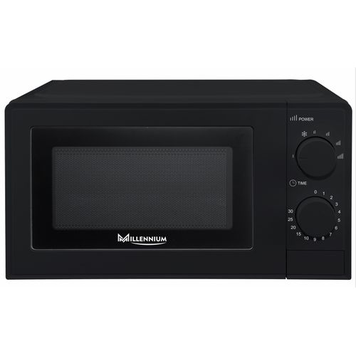 Micro-ondes Millennium 20L noir face avant", "Détail boutons commande Millennium MWO 20L BLK