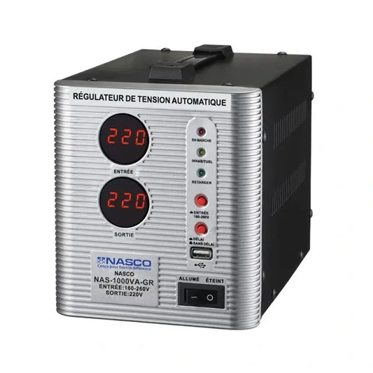 Stabilisateur digital automatique Nasco 1000VA Protection haute tension/basse tension NAS-1000VA-GR