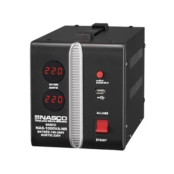 Stabilisateur digital automatique Nasco 1000VA Protection haute tension/basse tension NAS-1000VA-NR