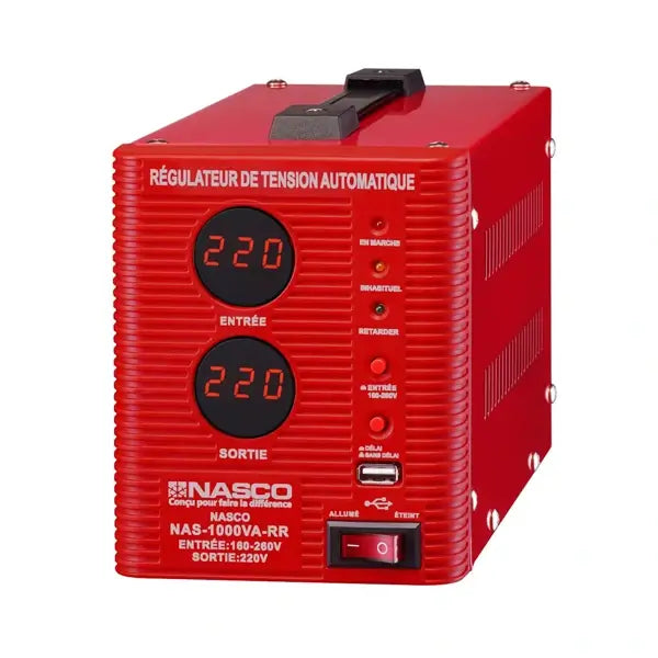 Stabilisateur digital automatique Nasco 1000VA Protection haute tension/basse tension NAS-1000VA-RR