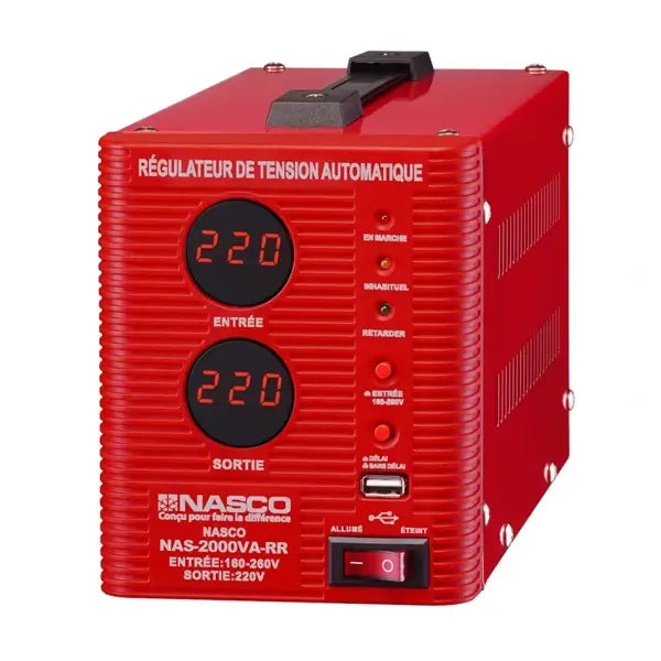 Stabilisateur digital automatique Nasco 2000VA Protection haute tension/basse tension NAS-2000VA-RR