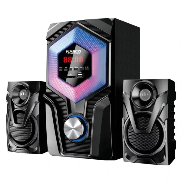 Home cinéma 2.1CH avec télécommande Nasco 20 W 2 haut parleurs FM Radio BT USB SD NAS-SS2.1-N2523