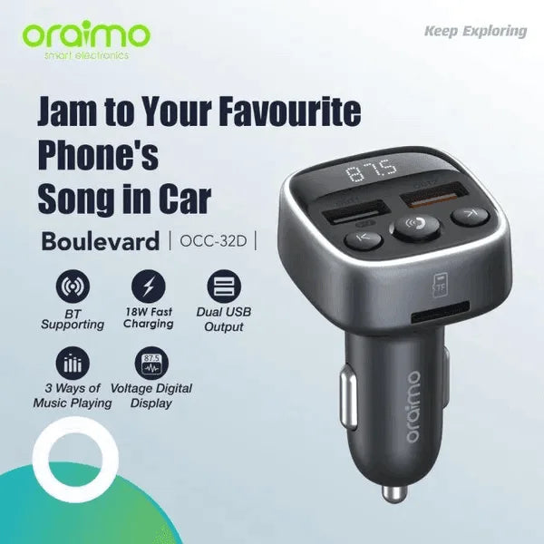 Chargeur de voiture Oraimo OCC-32D avec double USB et affichage numérique