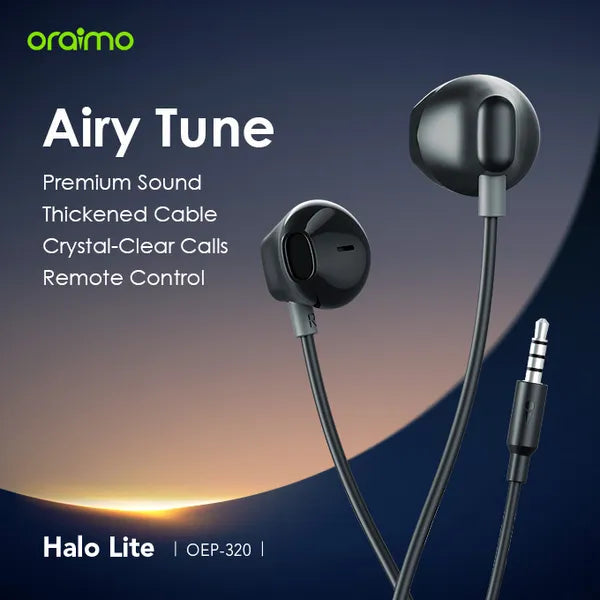 Écouteurs Filaire Oraimo Jack 3,5 mm – Drivers 14,2 mm, Câble 1,2 m, 32 Ω OEP-320