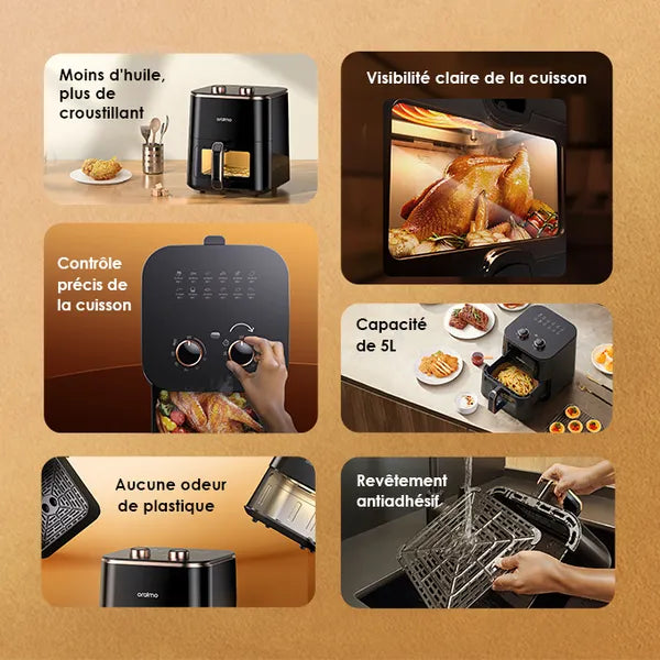 Friteuse électrique 5 litres oraimo – cuisson saine avec contrôle de température 90-200°C