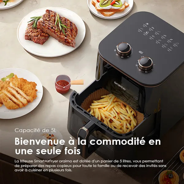 Friteuse électrique 5 litres oraimo – cuisson saine avec contrôle de température 90-200°C