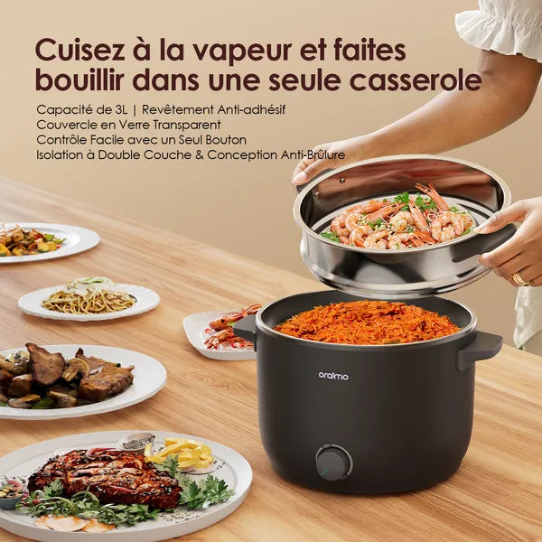 Oraimo OHP-201A pot antiadhésif de qualité alimentaire avec couvercle transparent
