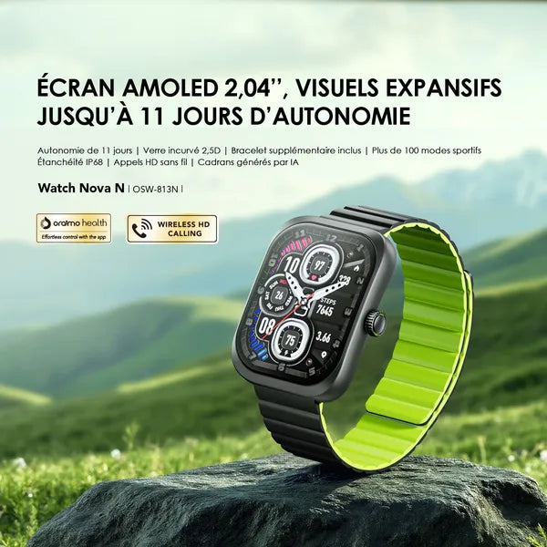 Oraimo Watch Nova N – Montre Connectée Verre Incurvé 2,5D | OSW-813N | Bluetooth & Sport