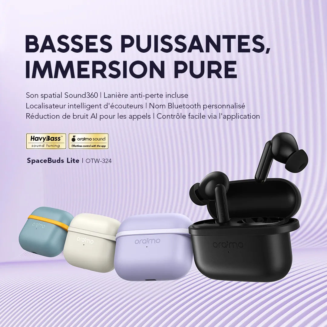 Écouteurs Sans Fil Oraimo OTW-324 Bluetooth – Son Puissant & Autonomie Longue | Livraison Côte d’Ivoire