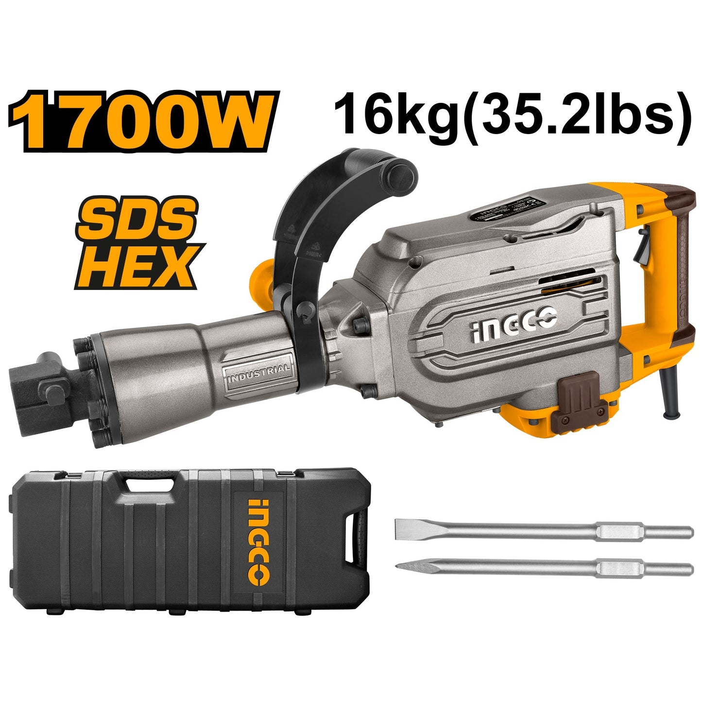 Marteau piqueur sds-hex 1700 W INGCO PDB17008 — vue 3