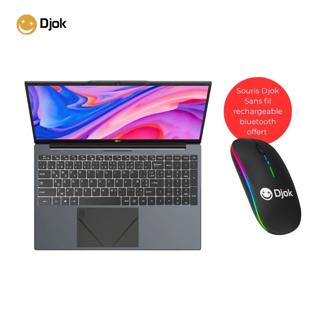 Pack DJOK MF15NX + Souris Sans Fil Offerte – PC Portable 15.6" Full HD, 8GB RAM, 512GB SSD + Souris LED 2.4G Rechargeable